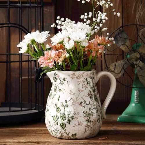 Chinoiserie Green Vintage Ceramic Flower Vase