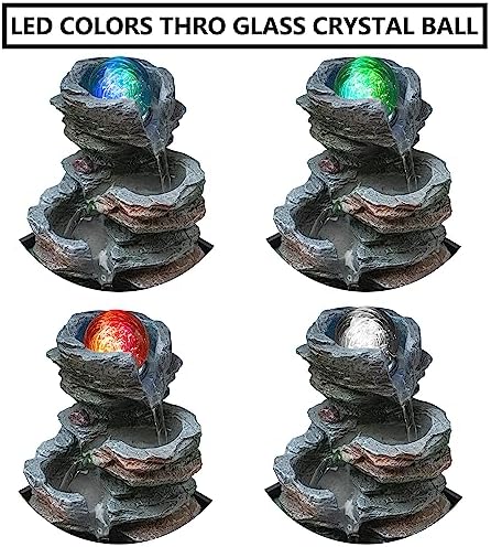 Tabletop Indoor Waterfall Fountain with LED Light and Relaxing Sounds