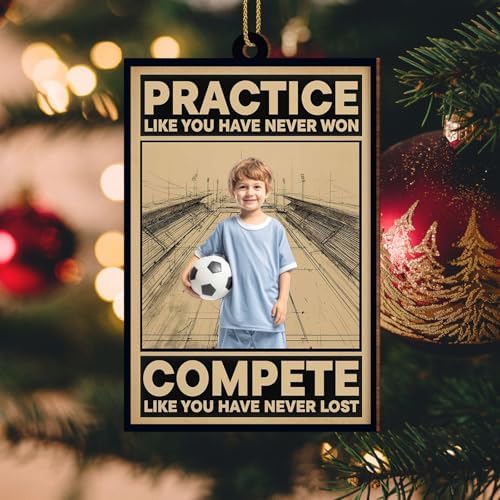 Practice Like You Have Never Won Personalized Soccer Ornament