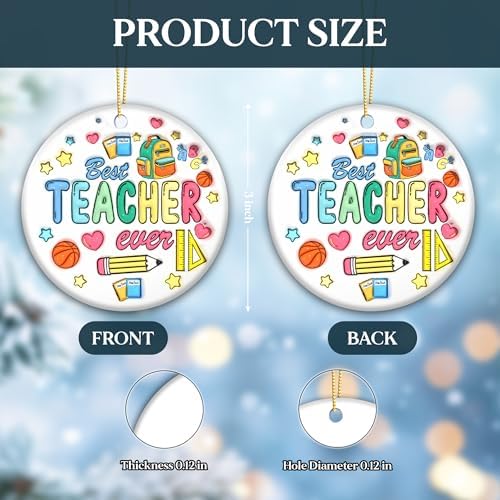 Ceramic Teacher Ornament 2024 3D Teacher Appreciation Keepsake Gift