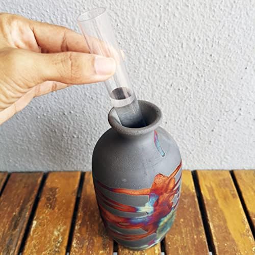 RAAQUU Koban 7 Inch Raku Clay Decor Vase - Carbon Half Copper Matte