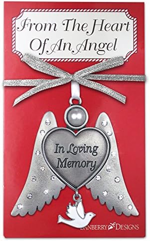 Sympathy Gift Angel Wings Ornament with Heart Engraving