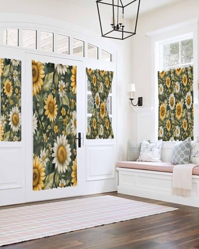PANJINEXT Door Curtains 54x40 Sheer Thermal Insulated Rod Pocket Drapes with Tiebacks for French Doors