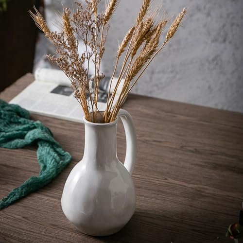 Tanvecle White Ceramic Vase with Big Handles