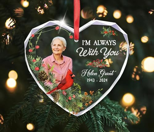Custom Photo Memorial Glass Ornament for Mom Dad