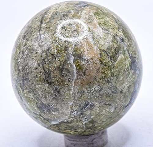 47mm Green Vesuvianite Sphere with Calcite Stand