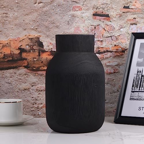 Black Rustic Large Wooden Vase for Home Decor