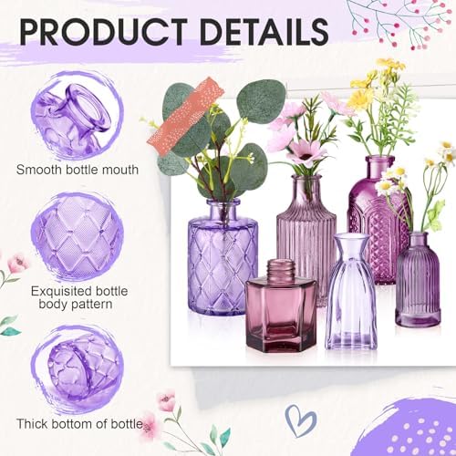 Yaomiao 30 Pcs Colorful Vintage Glass Vases Set