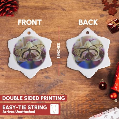 3 Inch Snowflake Porcelain Ornament with Gold String