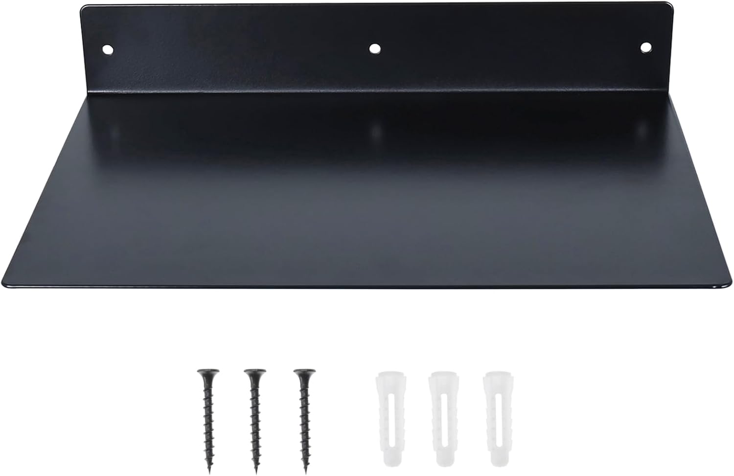 RealPlus Metal Floating Shelf 12x8 Heavy Duty Steel Display Shelves Black