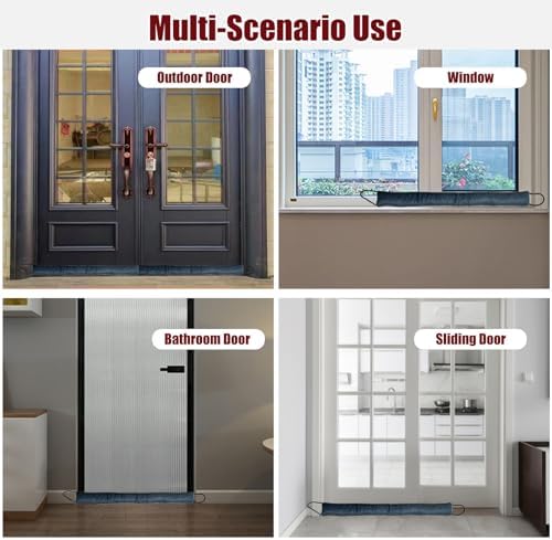Door Draft Stopper with Weighted Design 34 Inch Heavy Duty Gray