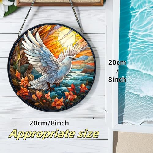 Stained Glass Window Suncatcher with Pigeon Design