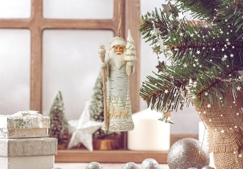 Enesco Jim Shore Heartwood Creek White Woodland Birch Bark Santa Claus Hanging Ornament