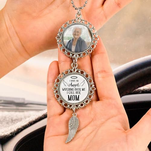 LASFOUR Angel Watching Over Me Car Ornament with Photo Custom