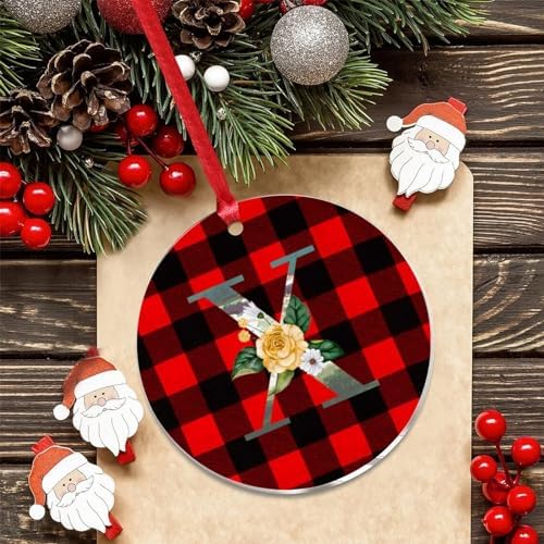 Acrylic Christmas Ornaments 2023 Blue Green Aqua Initial Letter X Monogram Decor