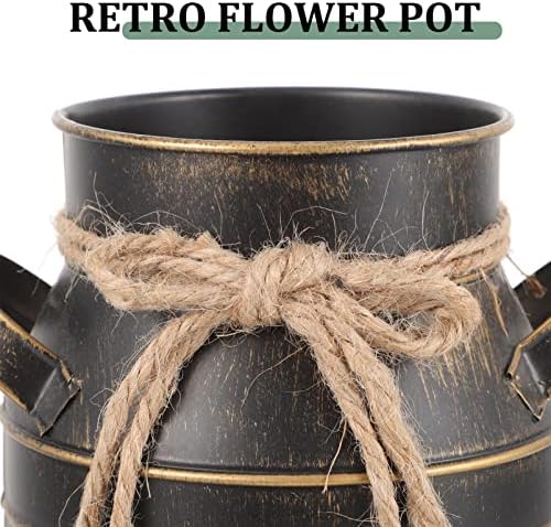 Retro Iron Bucket Vase - Black 629 X 59 X 433 Inch