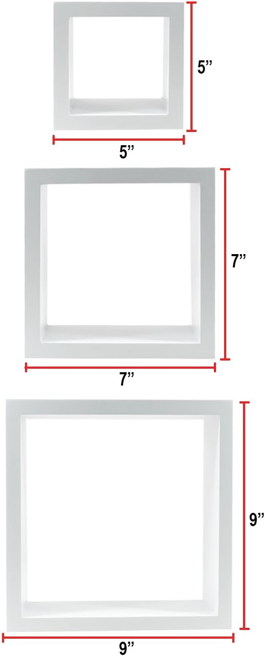 Sorbus Floating Box Shelves Set of 3 White