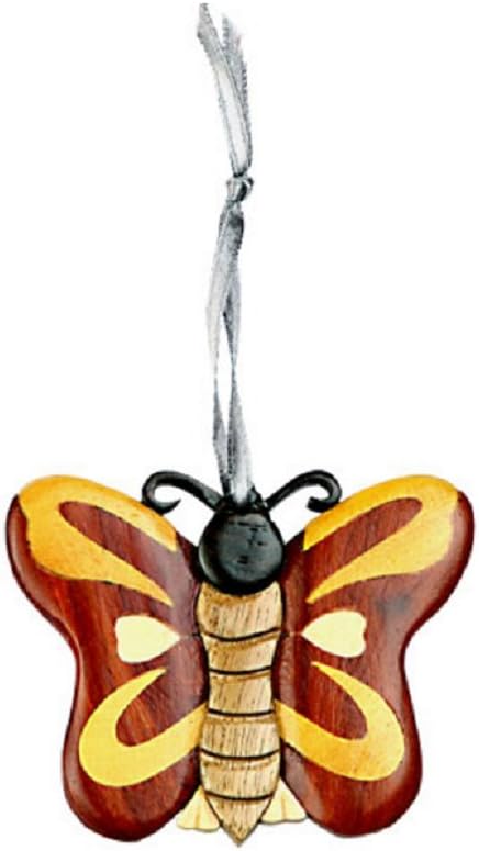 Set of 4 Handmade Double Side Wood Garden Critter Ornaments - Hummingbird Dragonfly Bee Butterfly