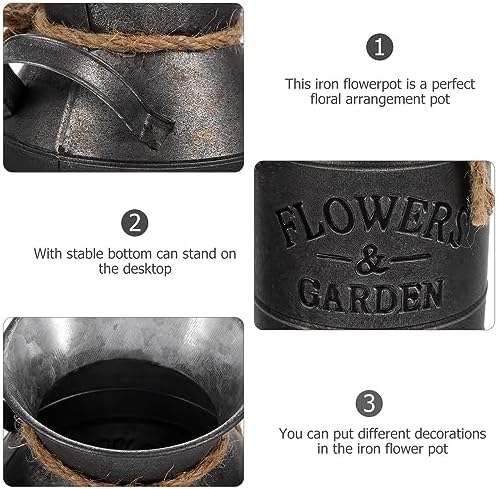 Vintage Galvanized Flower Jug Decorative Planter for Home and Kitchen