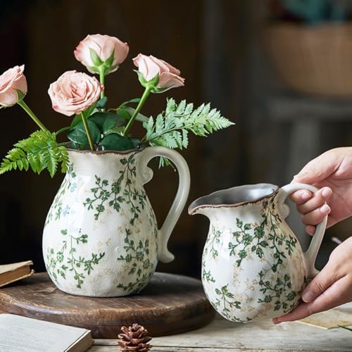 Green Flower Vase for Chinoiserie Decor Ceramic Porcelain Pitcher Vase A1