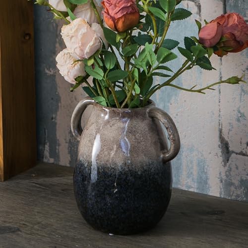 JOJUNO Brown to Blue Gradient Ceramic Vase with Handles