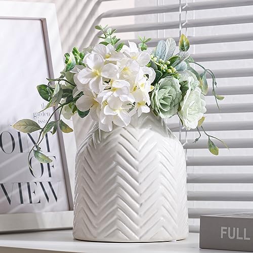 hjn White Texture Ceramic Vase for Decor