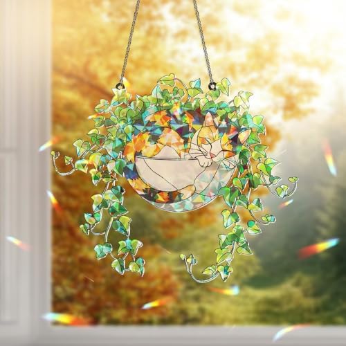 Whimsical Cat Hologram Hanging Ornament