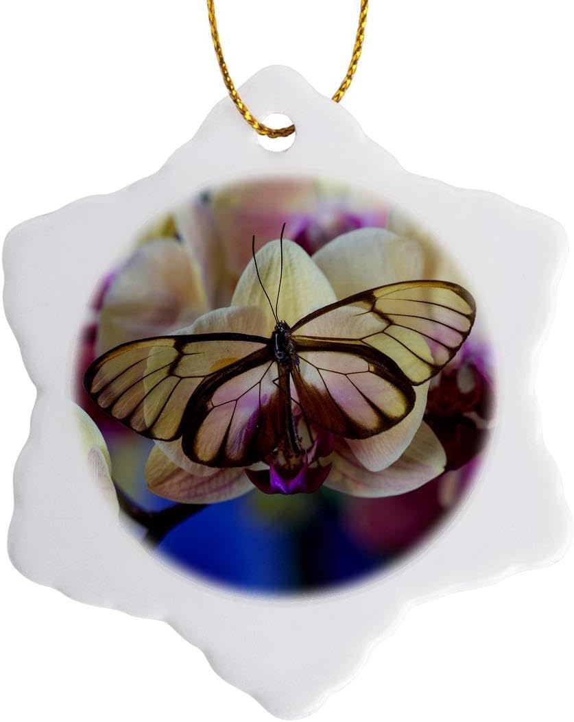 3 Inch Snowflake Porcelain Ornament with Gold String