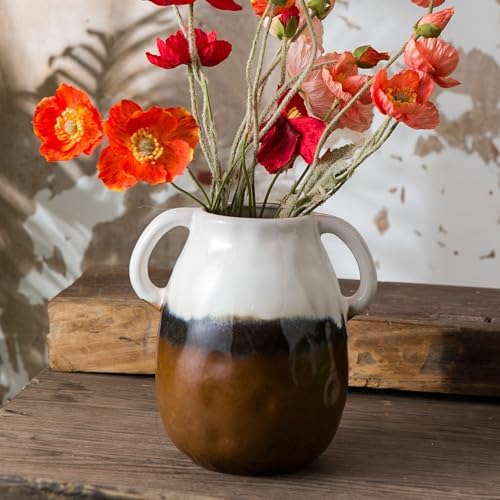 Sowlvenco Ceramic Vase with 2 Handles 7 Inch Gradient