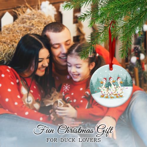 Cute Ducks Christmas Ceramic Ornament - Farmhouse Decor Funny Gifts for Friends