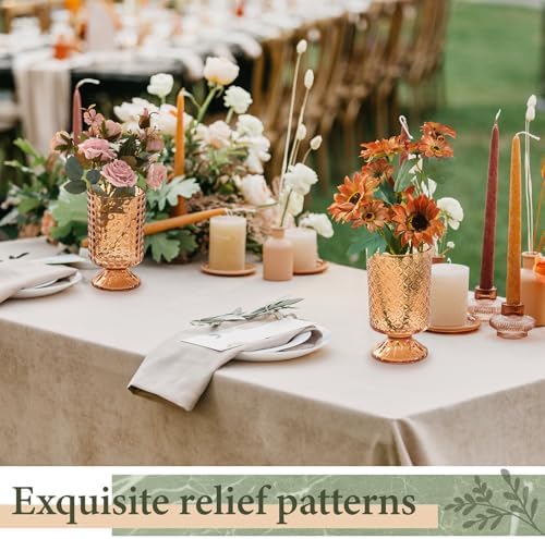 6 Pack Amber Embossed Glass Vases for Flowers