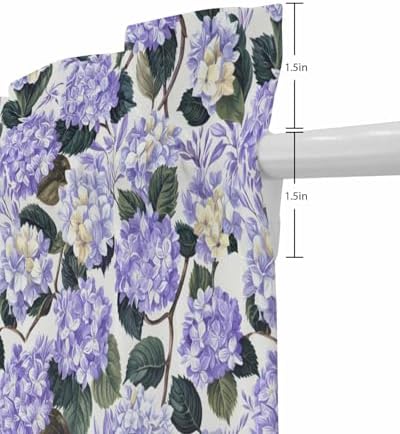 Purple Spring Floral French Door Curtain Watercolor Flowers Pastoral Sheer Door Panels 54W X 72L