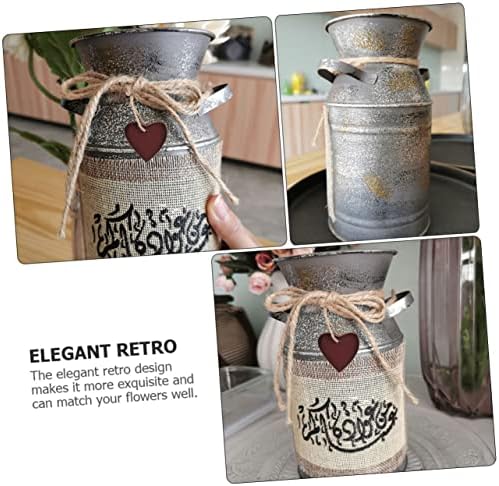 Retro Bucket Iron Flower Vase for Home Decor and Arrangement