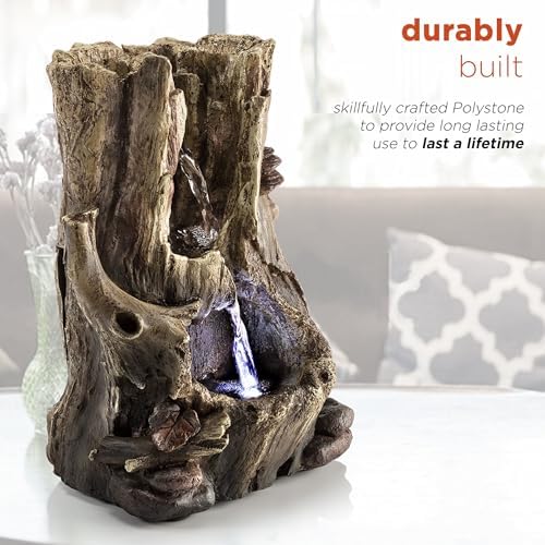 Alpine Corporation WIN326 Tabletop Rainforest Tree Trunk Water Fountain