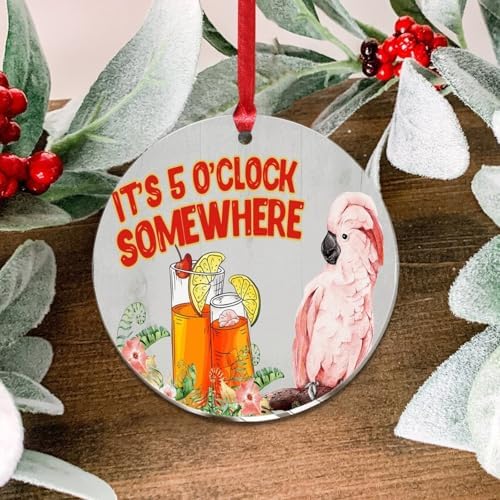 3 Acrylic Christmas Ornaments 2024 Tropical Flamingo Hanging Decor