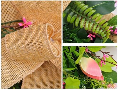Spring Flower Wreath for Front Door Teardrop Swag with Artificial Tulips