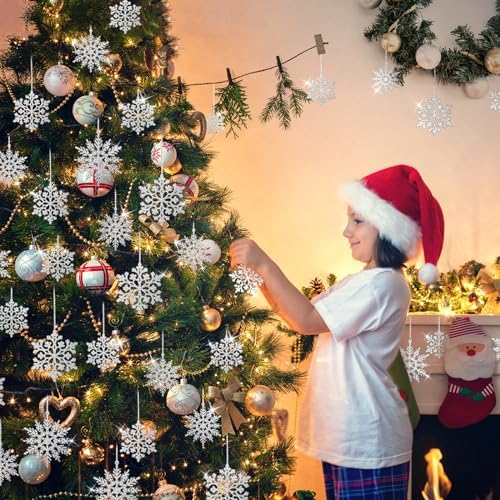 36Pcs Silver Glitter Snowflake Decorations for Christmas Tree