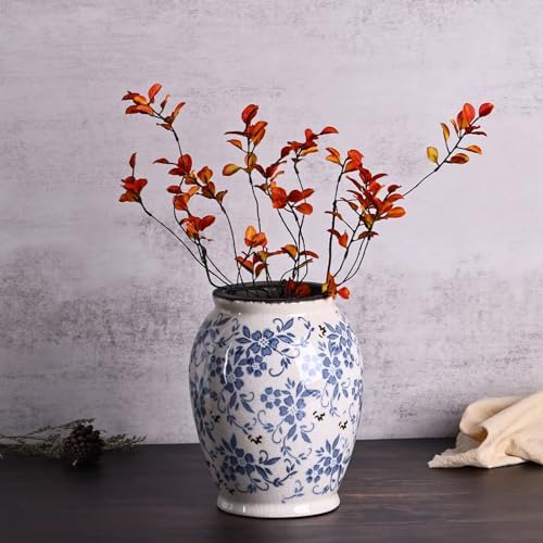 925 Inch Tall Blue White Vase for Home Decor