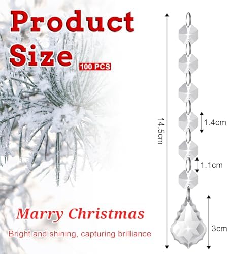 100 Pcs Clear Acrylic Crystal Ornament Beads for Centerpieces and Chandeliers