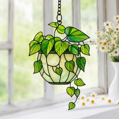 Personalized Pothos Plant Suncatcher - Boho Decor