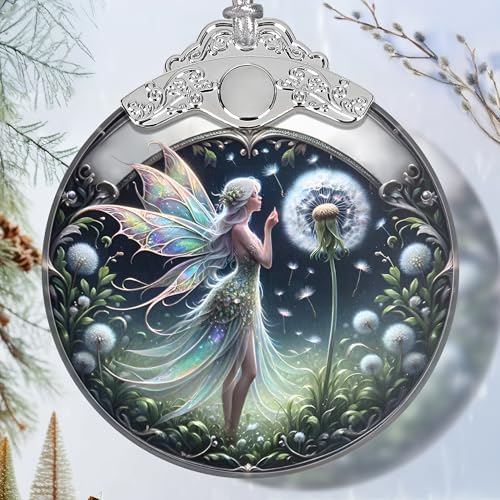 Stained Glass Dandelion Fairy Christmas Ornament