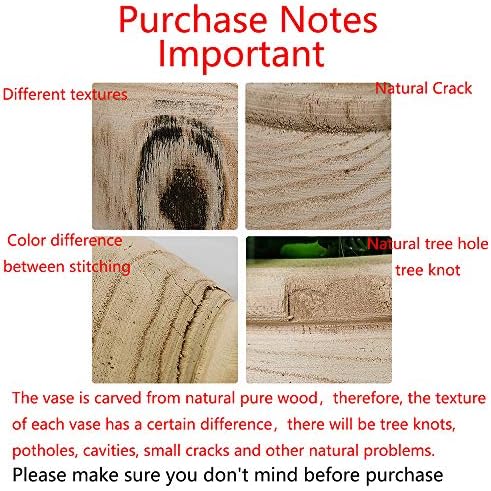 WEIDUOFUN Natural Wood Flower Vase Decorative Urn Planter Pitcher for Home Wedding Cafe