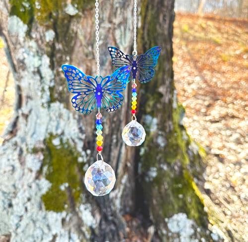 Bosmere W601 Hanging Butterfly Suncatcher Crystal Set of 2
