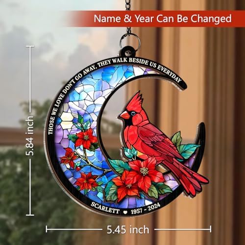 Personalized Memorial Suncatcher Ornament Custom Window Hanging Keepsake Loss of Loved Ones Sympathy Christmas Decor