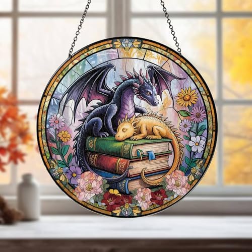 Fantasy Dragon Book Suncatcher - Gothic Decor