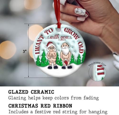 Funny Ceramic Ornament for Couples - Grow Old with You Christmas Decor