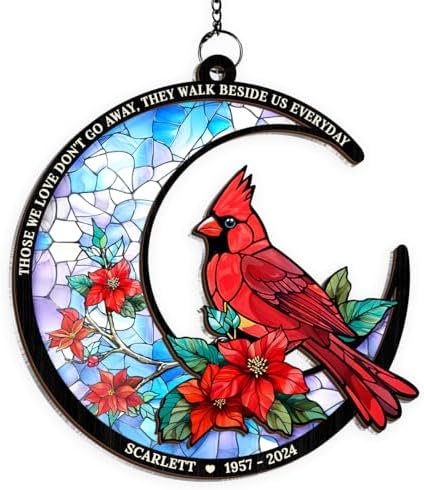 Personalized Memorial Suncatcher Ornament Custom Window Hanging Keepsake Loss of Loved Ones Sympathy Christmas Decor