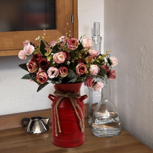 Retro Style Bucket Iron Flower Barrel Farmhouse Decor Vase