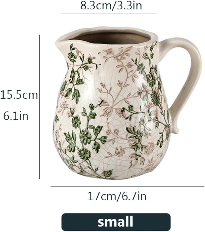 Chinoiserie Green Vintage Ceramic Flower Vase
