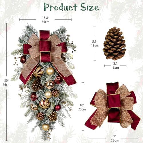 30 Inch Teardrop Swag Wreath Artificial Christmas Decor